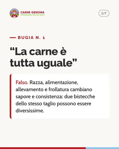 Seconda scheda: «La carne è tutta uguale», falso, con la spiegazione